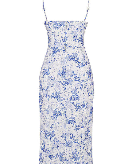 Print korset midi zomerjurk
