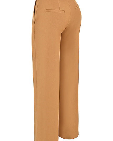 Kanten korset en karamelkleurige broek