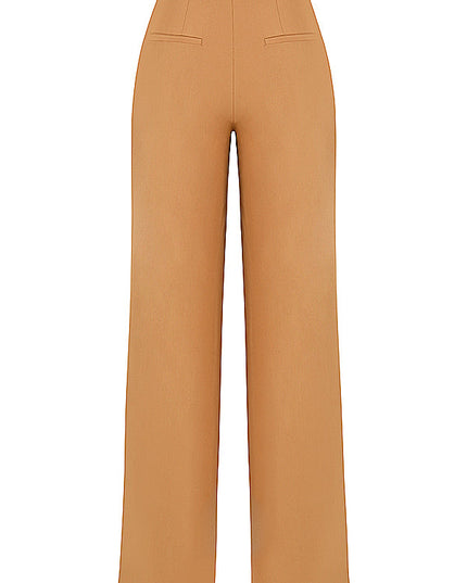 Kanten korset en karamelkleurige broek