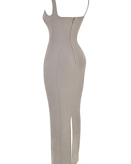 Rokerige bodycon lange jurk