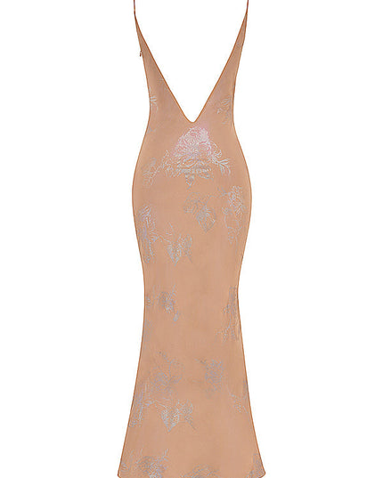 Café au lait lange elegante jurk