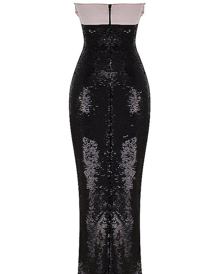 Zwarte strapless strikjurk met pailletten