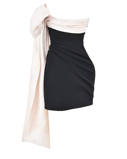 Zwarte mini-jurk met elegante strik