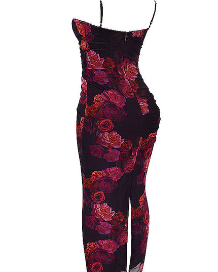 Romantische lange jurk met bloemenprint