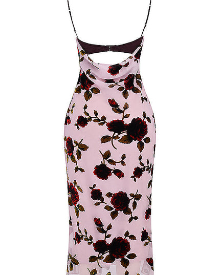 Melisa midi-jurk met rozenprint