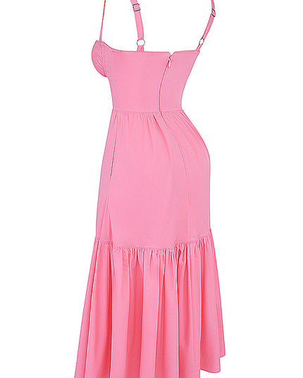 Roze Franse roze mini-zomerjurk