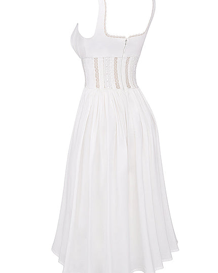 Witte mini-jurk met kanten band