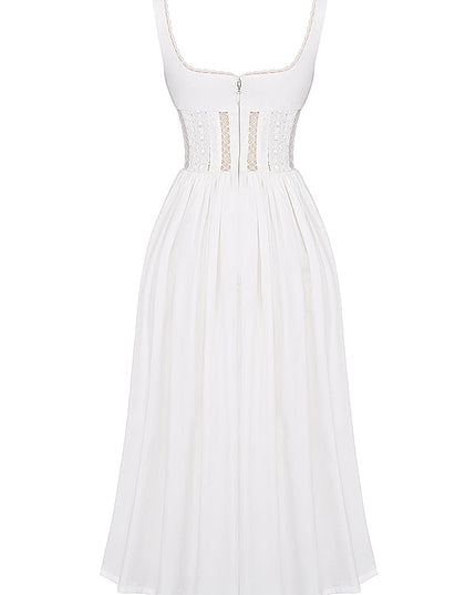 Witte mini-jurk met kanten band