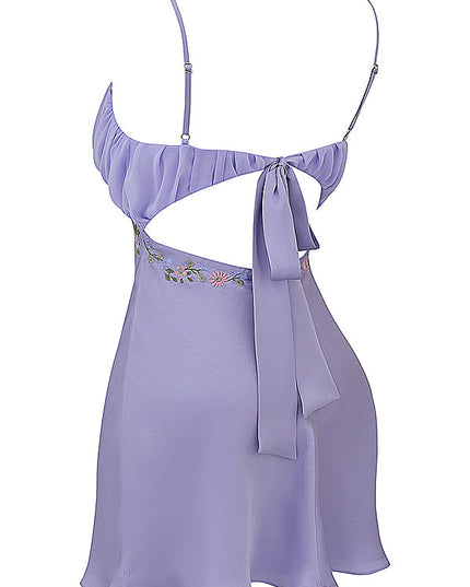 Lavendel geborduurde mini-jurk