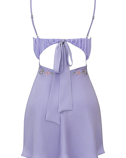 Lavendel geborduurde mini-jurk