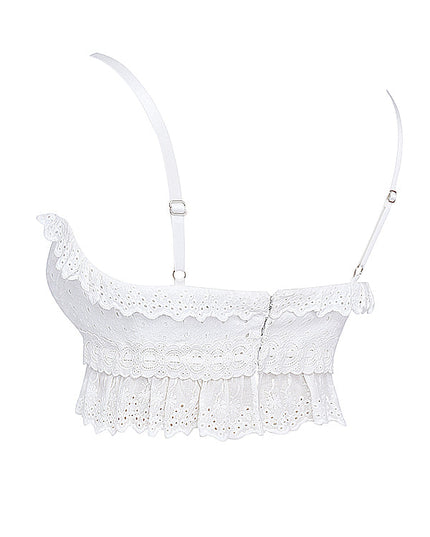 Witte bralettetop met borduursel en losse broek