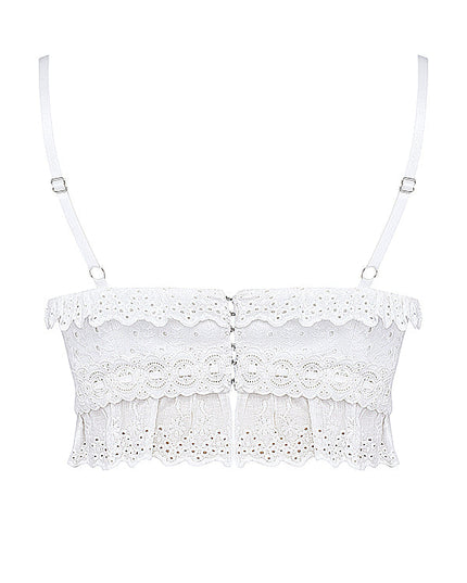 Witte bralettetop met borduursel en losse broek