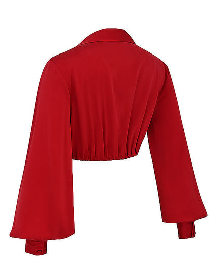 Zijden blouse top met gedrapeerde lange zijden rok
