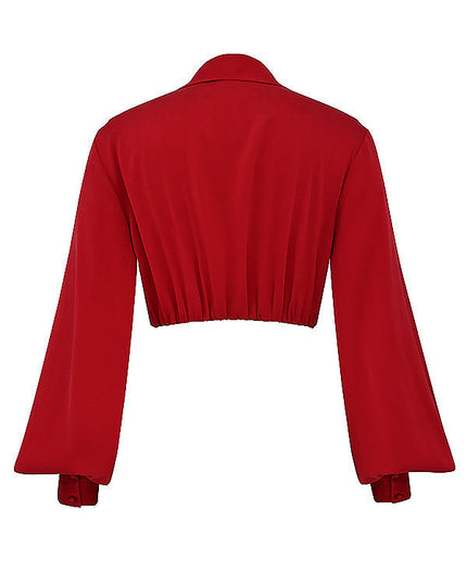 Zijden blouse top met gedrapeerde lange zijden rok