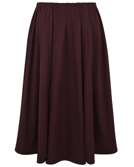 Diepbruine geplooide top en geplooide midi-rok