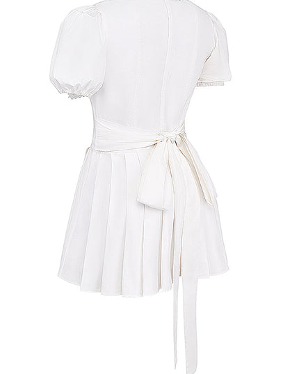 Witte mini-jurk met plooien