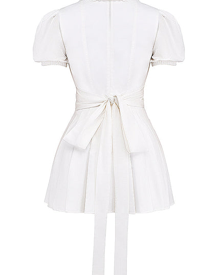 Witte mini-jurk met plooien