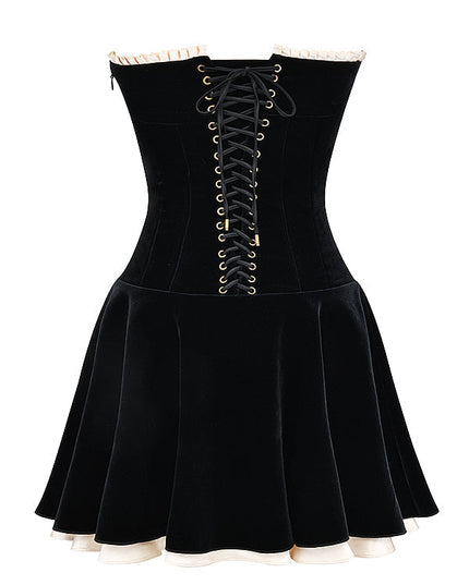 Strapless jurk van zwart fluweel