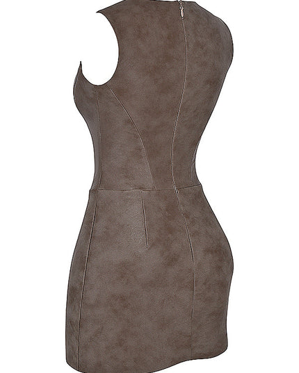 Slim-fit suède mini-jurk