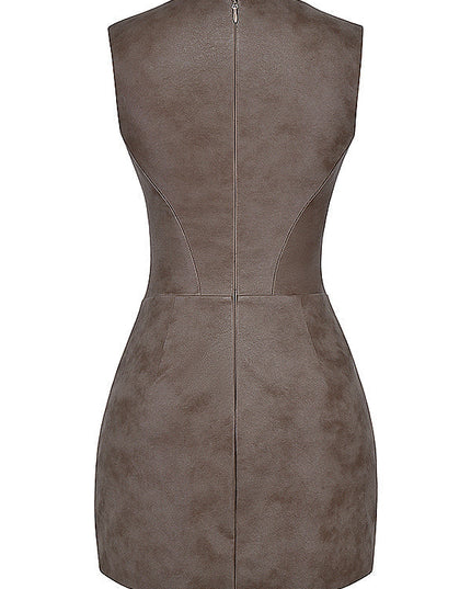 Slim-fit suède mini-jurk