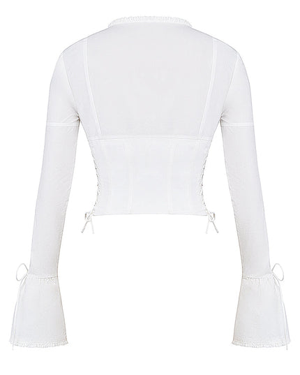 Witte kanten top met lange mouwen