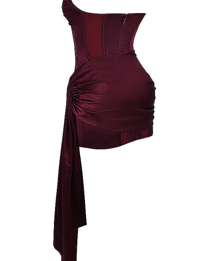 Strapless jurk met wikkel aan de zijkant