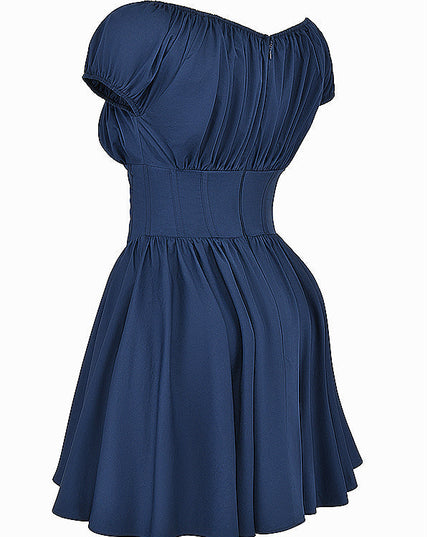 Elegante Franse marineblauwe mini-jurk