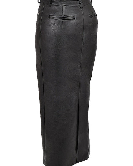 Cropped top van imitatieleer met lange rok