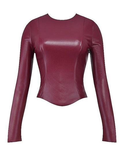 Eco leren top met lange mouwen en broek
