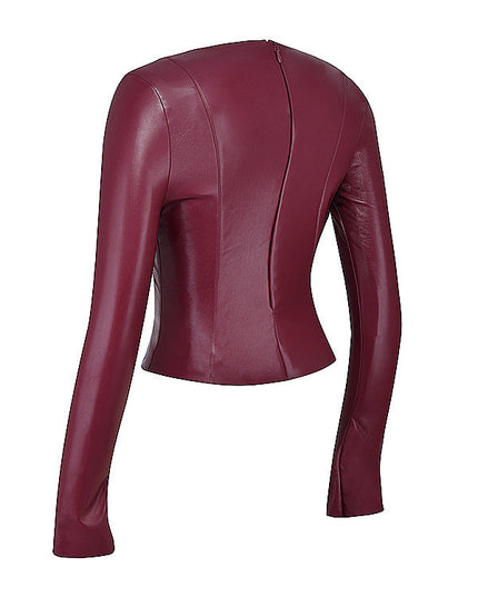 Eco leren top met lange mouwen en broek