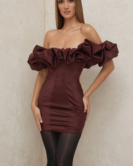 Strapless jurk met ruches aan de voorkant