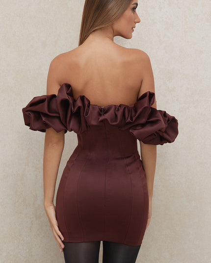 Strapless jurk met ruches aan de voorkant