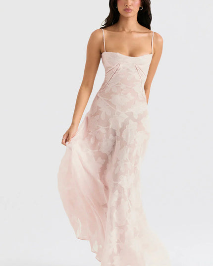 Evalina maxi-jurk met vetersluiting op de rug
