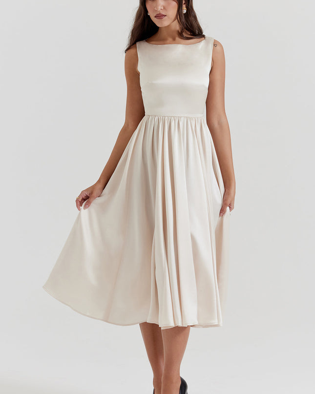 Crèmekleurige casual medium jurk