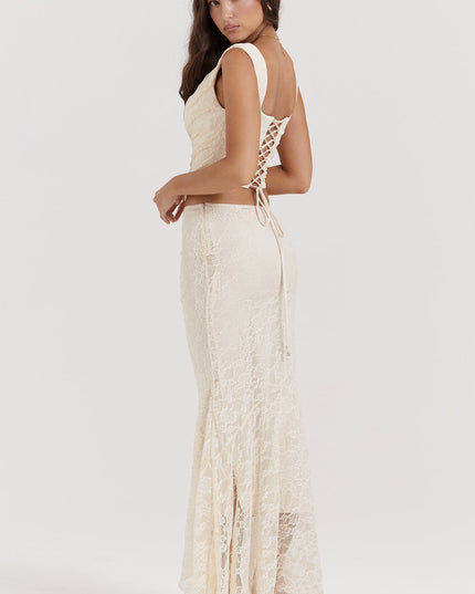 Elegante set met korset en getextureerde rok