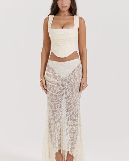 Elegante set met korset en getextureerde rok