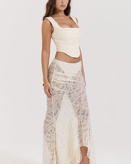 Elegante set met korset en getextureerde rok