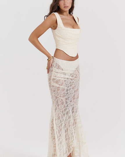 Elegante set met korset en getextureerde rok