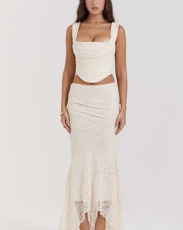 Elegante set met korset en getextureerde rok