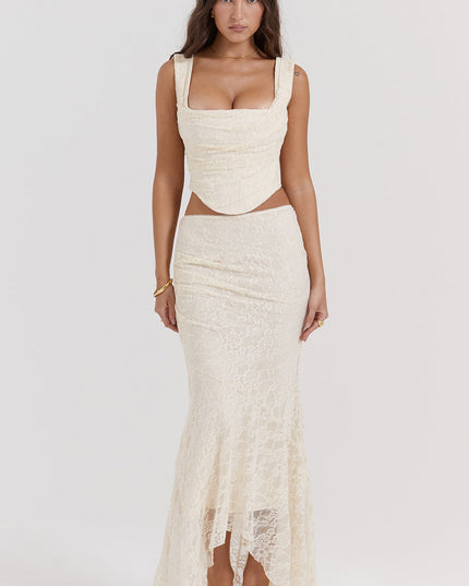 Elegante set met korset en getextureerde rok