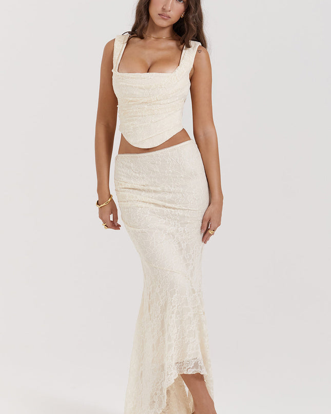Elegante set met korset en getextureerde rok