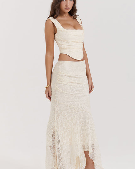 Elegante set met korset en getextureerde rok