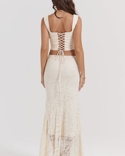 Elegante set met korset en getextureerde rok