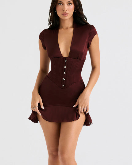 Korset mini-jurk met ruches