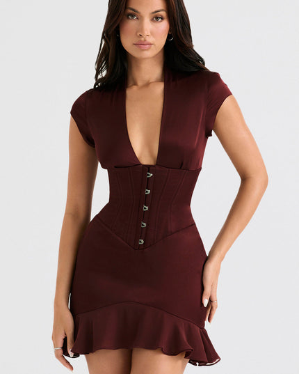Korset mini-jurk met ruches