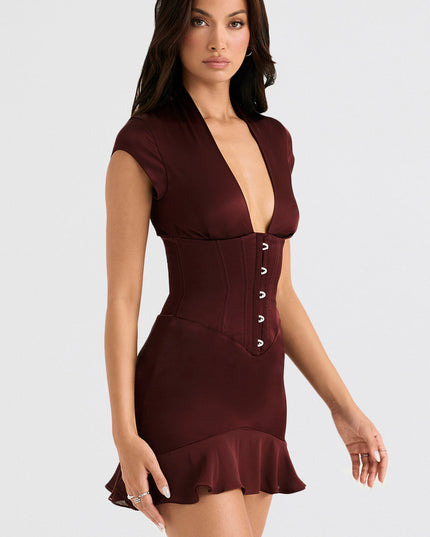 Korset mini-jurk met ruches
