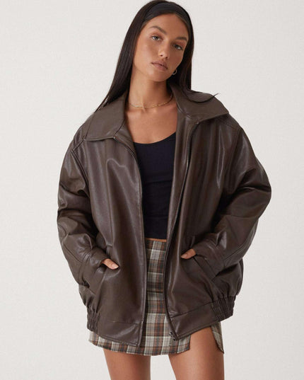 Losse eco-leren jas