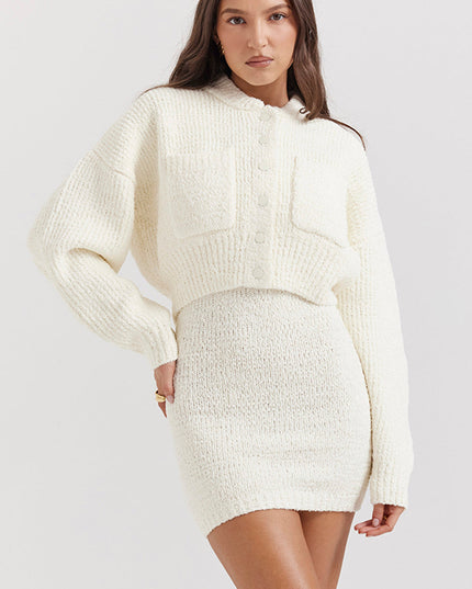 Gebreid crèmekleurig warm vest