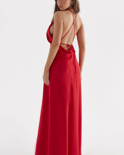 Luxe jurk zonder rug en lage split