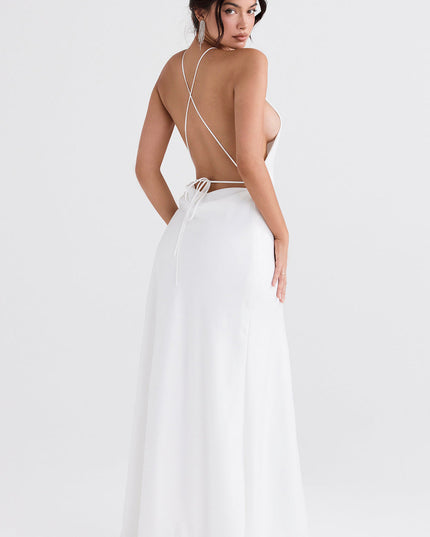 Luxe jurk zonder rug en lage split